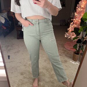 No Boundaries Light Green Straight Leg Jeans